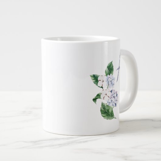 Spring HYRDANGEA met aanpasbare brief Grote Koffiekop (Voorkant rechts)