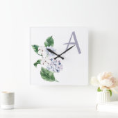 Spring HYRDANGEA met aanpasbare brief Vierkante Klok (Huis)