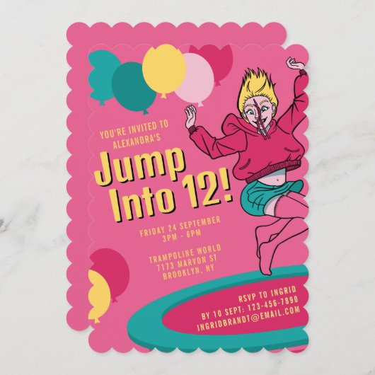 Spring in 12 Schattigee trampoline meisje 13e verj Kaart (Voorkant / Achterkant)