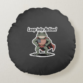 Spring in actie! Superkikker sticker Rond Kussen