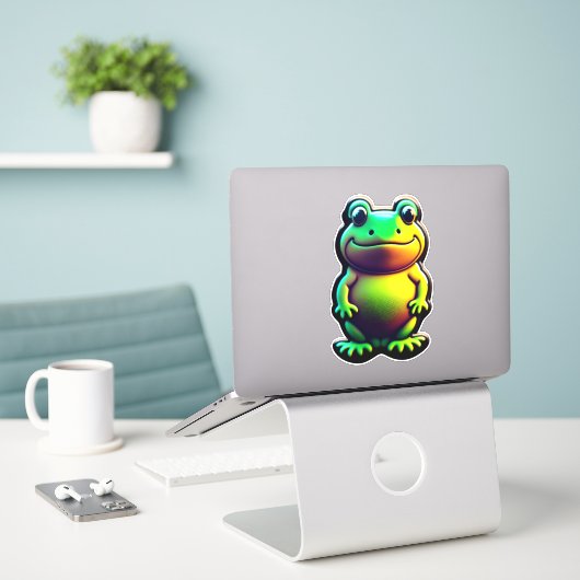 Spring in Creativiteit met Frog Sticker Packs (Laptop op bureau)
