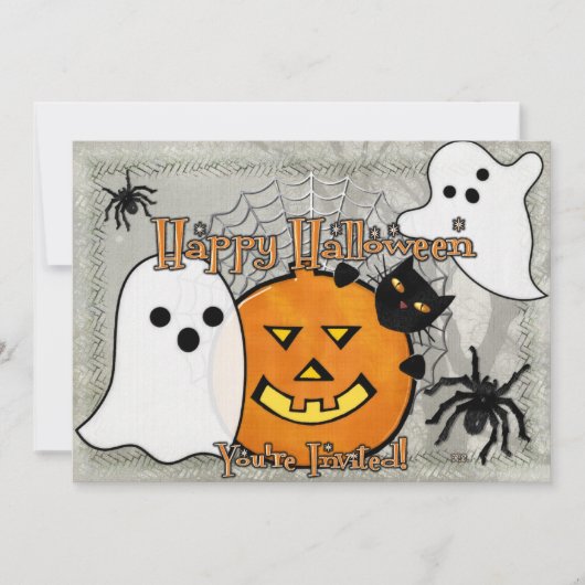 Spring in de nacht Halloween Kaart (Voorkant)