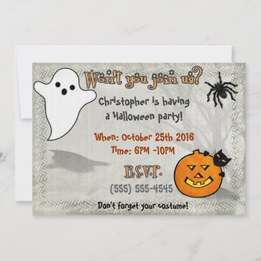 Spring in de nacht Halloween Kaart (Achterkant)