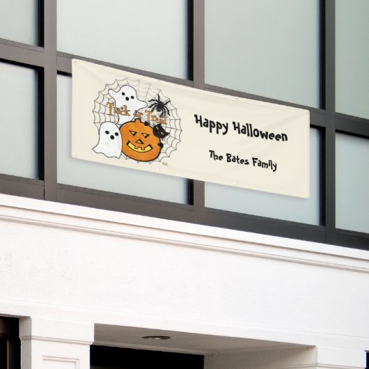 Spring in de nacht Halloween Spandoek (Buitenkant Gebouw)