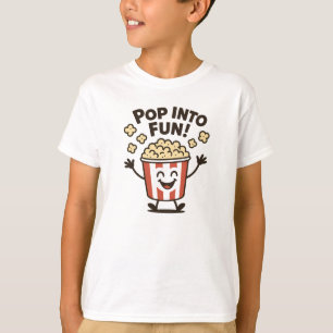 Spring in een leuke rode popcorn ontwerp t-shirt