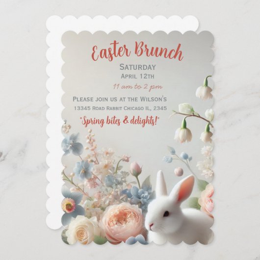 Spring in: Een Pastel Paasbrunch Uitnodiging (Voorkant / Achterkant)