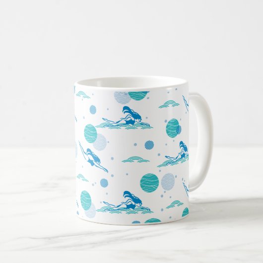 Spring in en Swimming Pattern Art Koffiemok (Voorkant rechts)