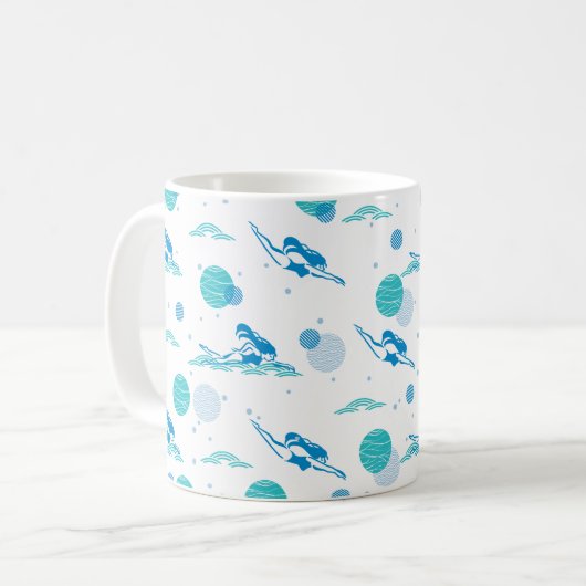 Spring in en Swimming Pattern Art Koffiemok (Voorkant links)