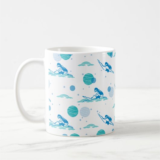 Spring in en Swimming Pattern Art Koffiemok (Links)