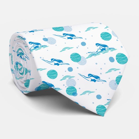 Spring in en Swimming Pattern Art Stropdas (Opgerold)