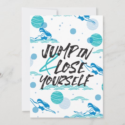 Spring in en verlies jezelf, het Zwemende Ontwerp  Bedankkaart (Voorkant)