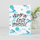 Spring in en verlies jezelf, het Zwemende Ontwerp  Bedankkaart (Staand voorkant)