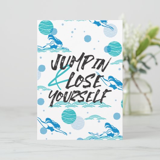 Spring in en verlies jezelf, het Zwemende Ontwerp  Bedankkaart (Staand voorkant)