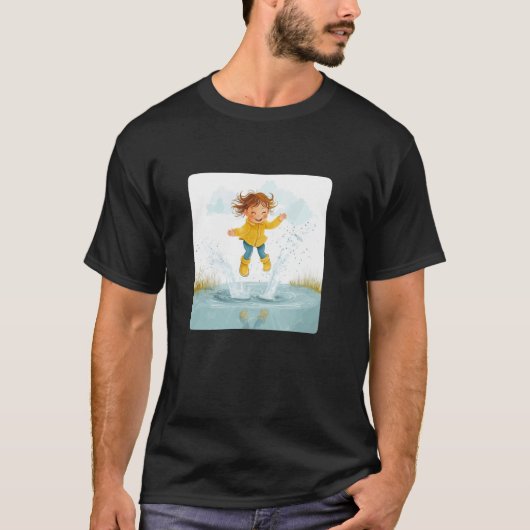 Spring in het plezier met deze plas-springende afb t-shirt (Voorkant)