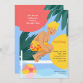 Spring in het water. Het zwembadfeestje is begonne Kaart (Voorkant / Achterkant)