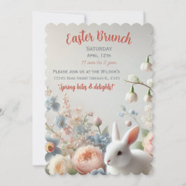 Spring in Hoppen: Een Pastel Paasbrunch Uitnodigin Kaart