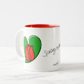 Spring in Love - Red Tulips Two-Tone Coffee Mok (Voorkant links)
