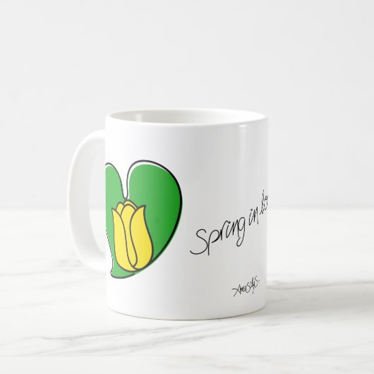 Spring in Love - Yellow Tulips Coffee Mok (Voorkant links)