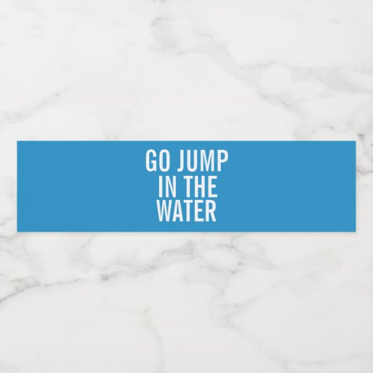 Spring in Ocean Blue and White Water Bottle L Waterfles Etiket (Enkel label)