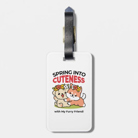 Spring in schattigheid - Schattige hondenillustrat Bagagelabel (Achterkant verticaal)