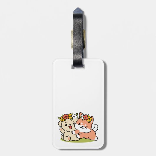 Spring in schattigheid - Schattige hondenillustrat Bagagelabel (Achterkant verticaal)