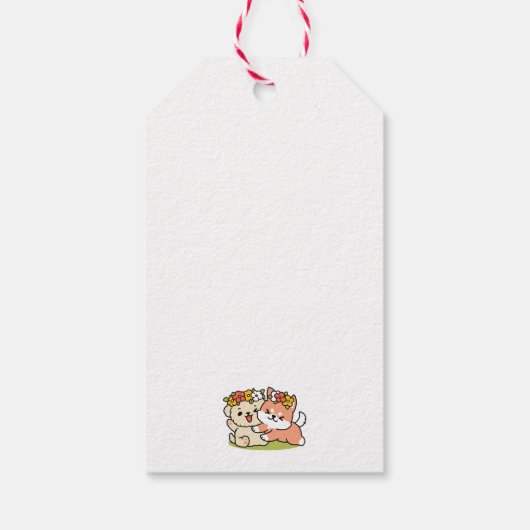 Spring in schattigheid - Schattige hondenillustrat Cadeaulabel (Achterkant)