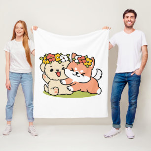 Spring in schattigheid - Schattige hondenillustrat Fleece Deken