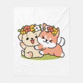 Spring in schattigheid - Schattige hondenillustrat Fleece Deken (Voorkant)