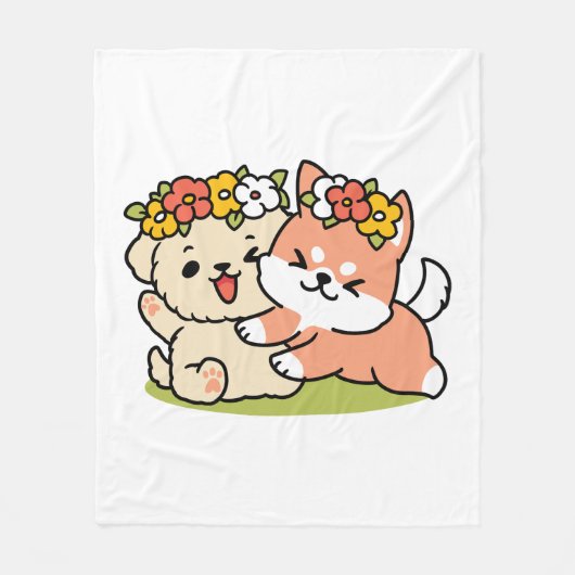 Spring in schattigheid - Schattige hondenillustrat Fleece Deken (Voorkant)