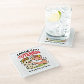 Spring in schattigheid - Schattige hondenillustrat Glazen Onderzetter (Schuin)