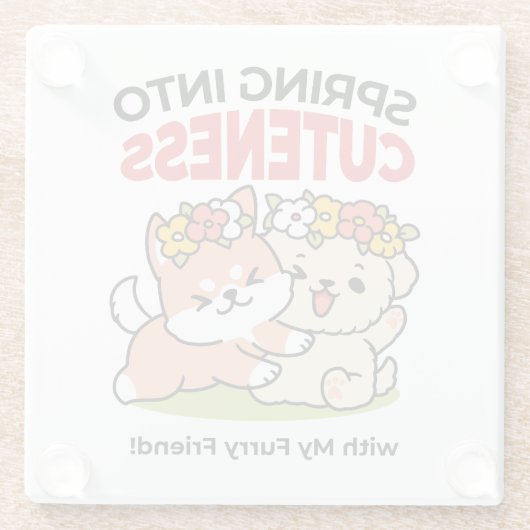 Spring in schattigheid - Schattige hondenillustrat Glazen Onderzetter (Achterkant)