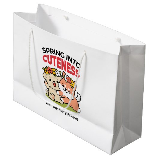 Spring in schattigheid - Schattige hondenillustrat Groot Cadeauzakje (Voorkant Gekanteld)