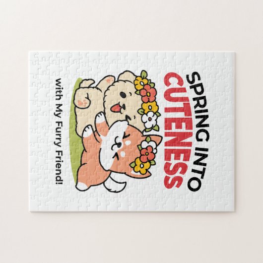 Spring in schattigheid - Schattige hondenillustrat Legpuzzel (Horizontaal)