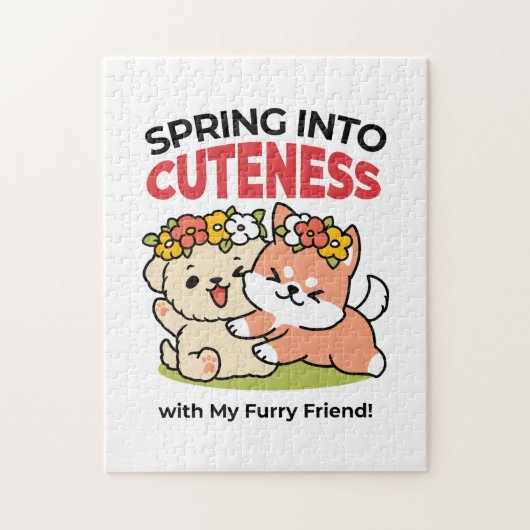 Spring in schattigheid - Schattige hondenillustrat Legpuzzel (Verticaal)