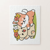 Spring in schattigheid - Schattige hondenillustrat Legpuzzel (Verticaal)