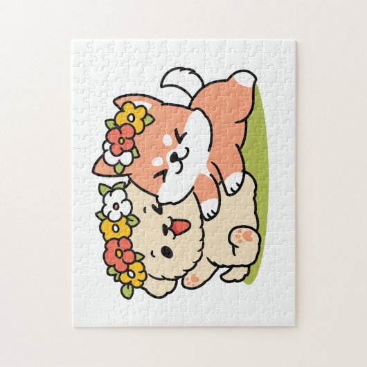 Spring in schattigheid - Schattige hondenillustrat Legpuzzel (Verticaal)