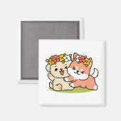 Spring in schattigheid - Schattige hondenillustrat Magneet (Voorkant / Achterkant)