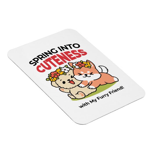 Spring in schattigheid - Schattige hondenillustrat Magneet (Rechterzijde)
