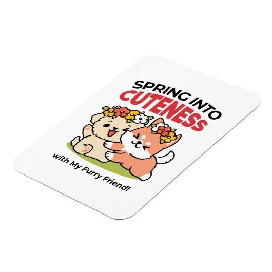 Spring in schattigheid - Schattige hondenillustrat Magneet (Linkerzijde)