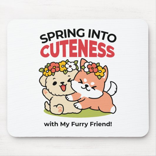 Spring in schattigheid - Schattige hondenillustrat Muismat (Voorkant)