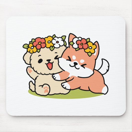 Spring in schattigheid - Schattige hondenillustrat Muismat (Voorkant)