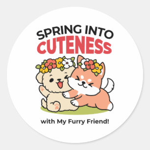Spring in schattigheid - Schattige hondenillustrat Ronde Sticker