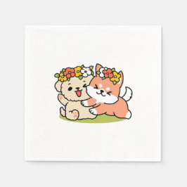 Spring in schattigheid - Schattige hondenillustrat Servet