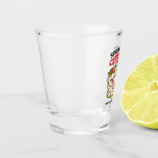 Spring in schattigheid - Schattige hondenillustrat Shot Glas (Links)