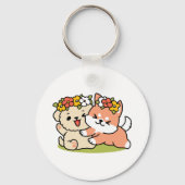 Spring in schattigheid - Schattige hondenillustrat Sleutelhanger (Achterkant)