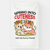 Spring in schattigheid - Schattige hondenillustrat Spandoek (Verticaal)