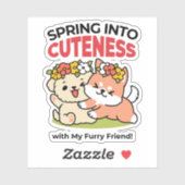 Spring in schattigheid - Schattige hondenillustrat Sticker (Vel)