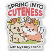 Spring in schattigheid - Schattige hondenillustrat Sticker (Voorkant)