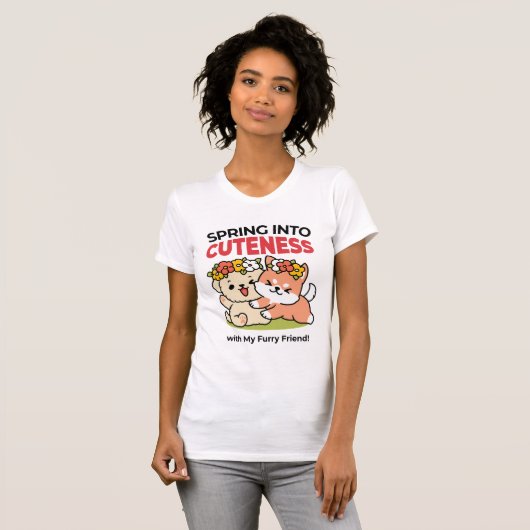Spring in schattigheid - Schattige hondenillustrat T-shirt (Voorkant volledig)