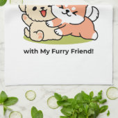 Spring in schattigheid - Schattige hondenillustrat Theedoek (Gevouwen)